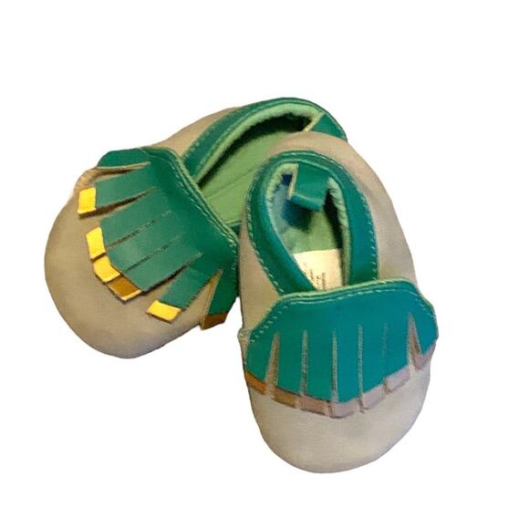 Cloud Island Baby Moccasins Turquoise Gold Size 3-6 Months - Picture 1 of 3